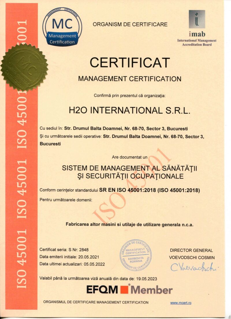 H2O INTERNATIONAL ISO 45001